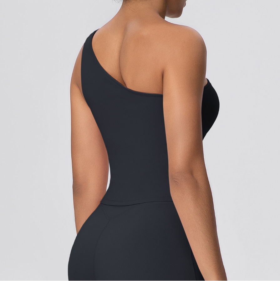 TCOMBX002 One Shoulder Asymmetrical Women Yoga Sports Tank Top