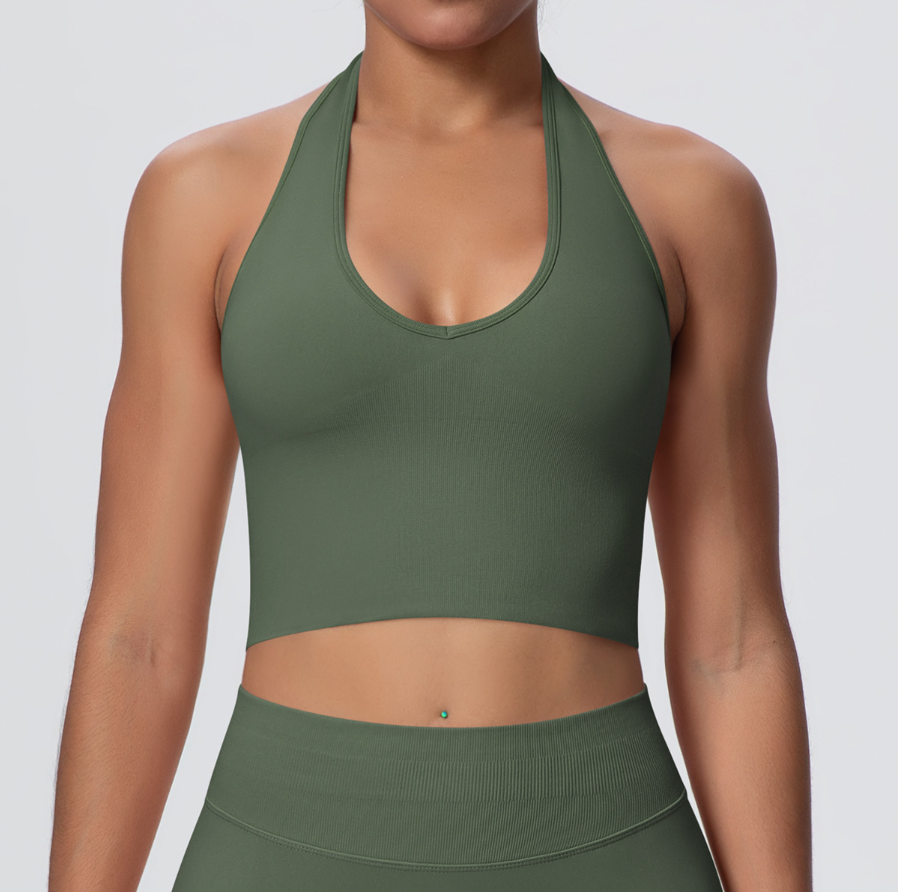 TCOMBX004 Seamless Halter Neck Women Yoga Sports Tank Top