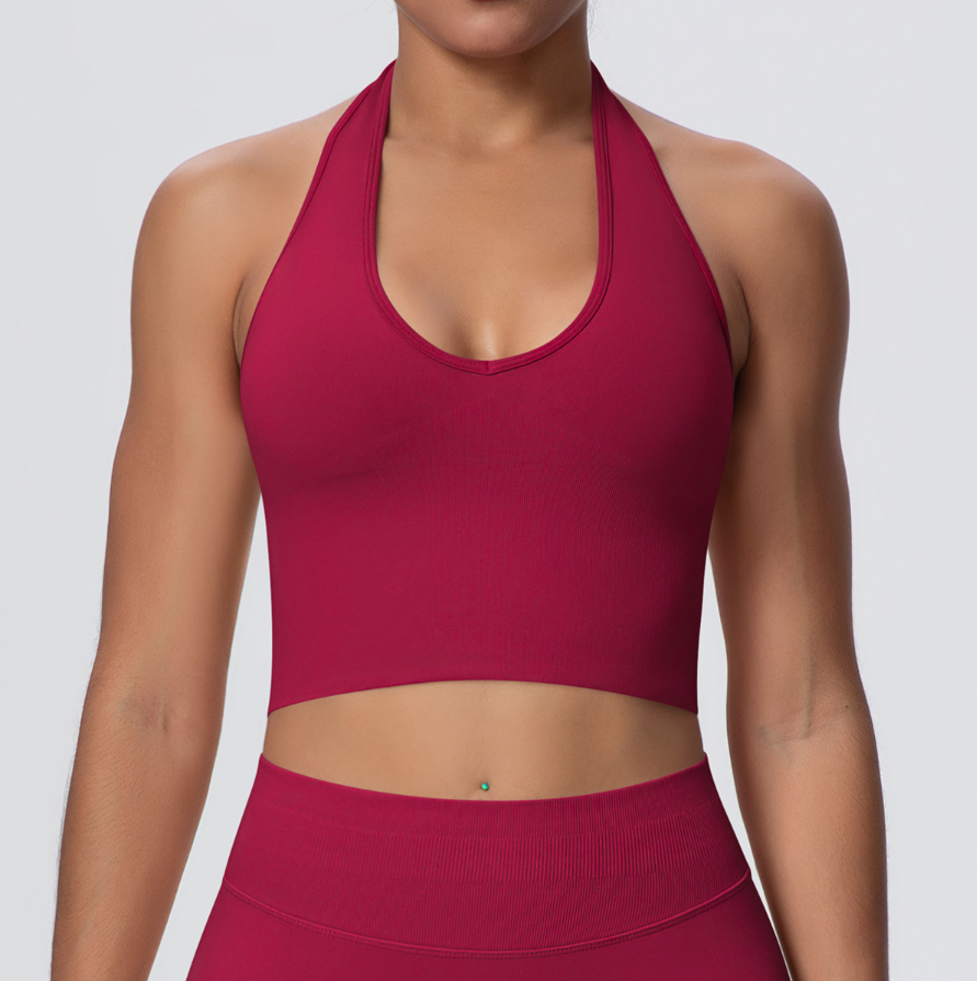 TCOMBX004 Seamless Halter Neck Women Yoga Sports Tank Top