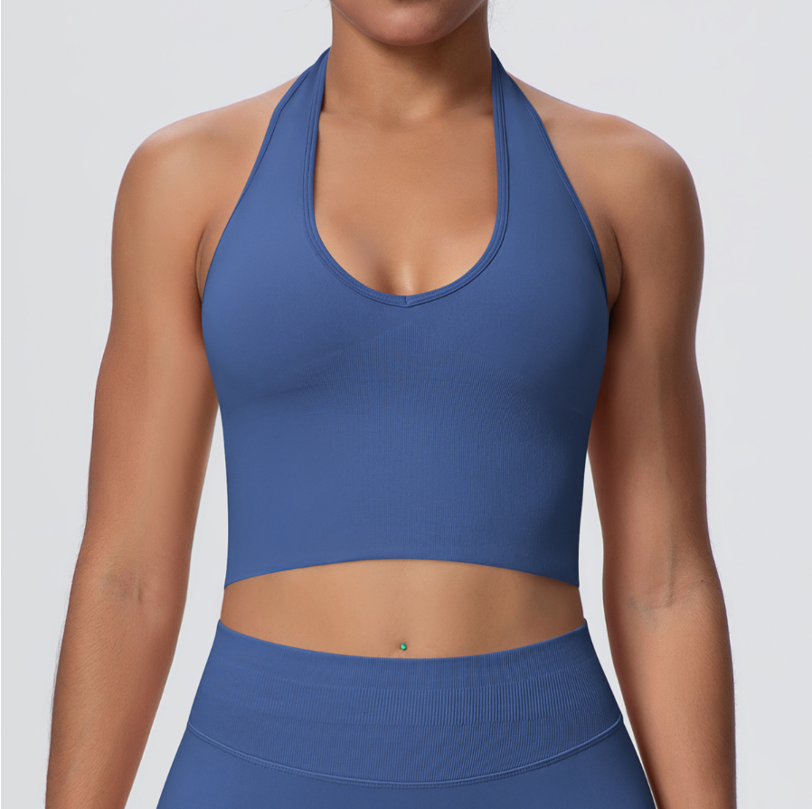 TCOMBX004 Seamless Halter Neck Women Yoga Sports Tank Top