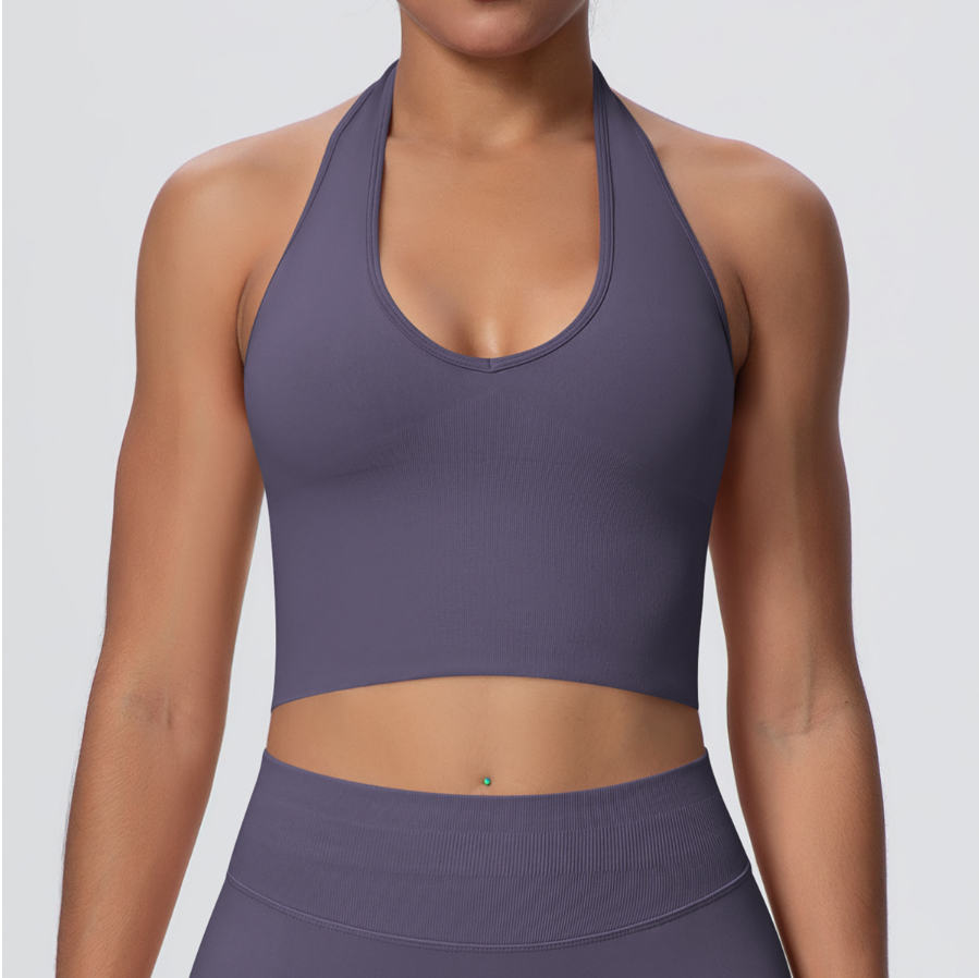 TCOMBX004 Seamless Halter Neck Women Yoga Sports Tank Top