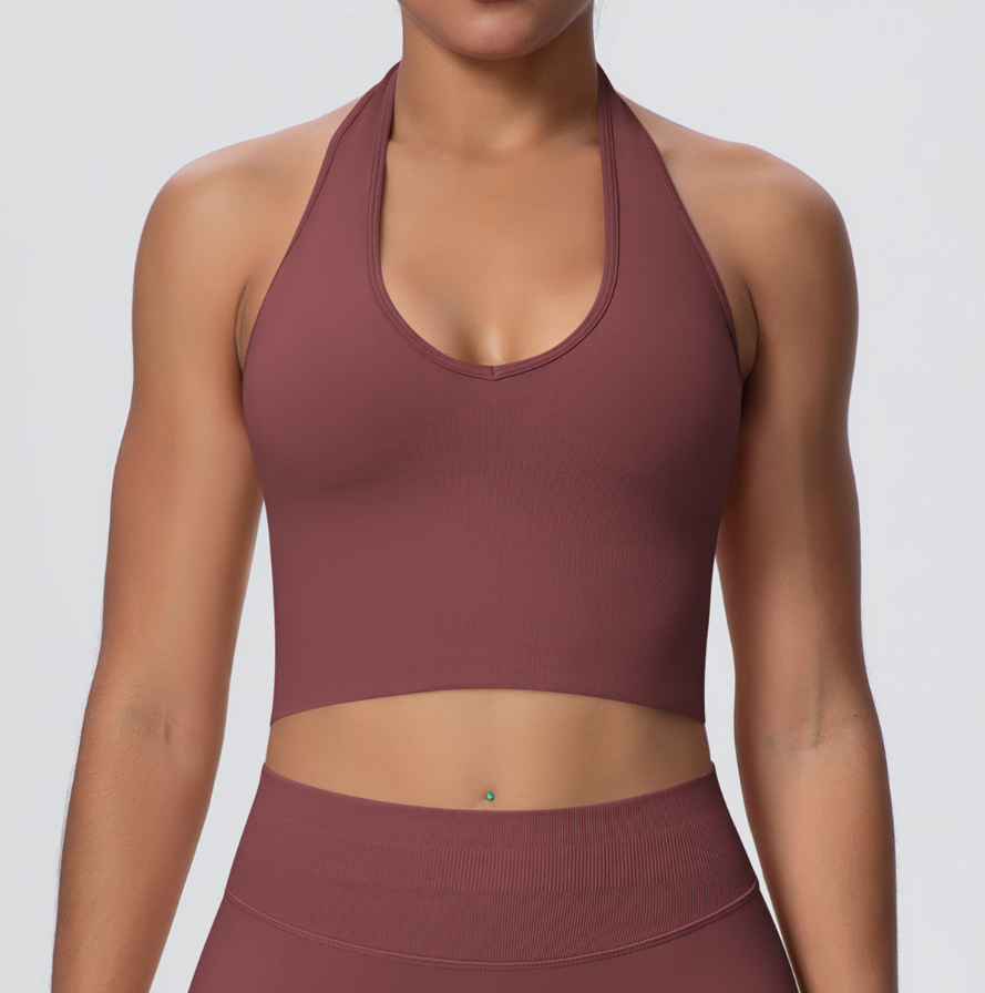 TCOMBX004 Seamless Halter Neck Women Yoga Sports Tank Top