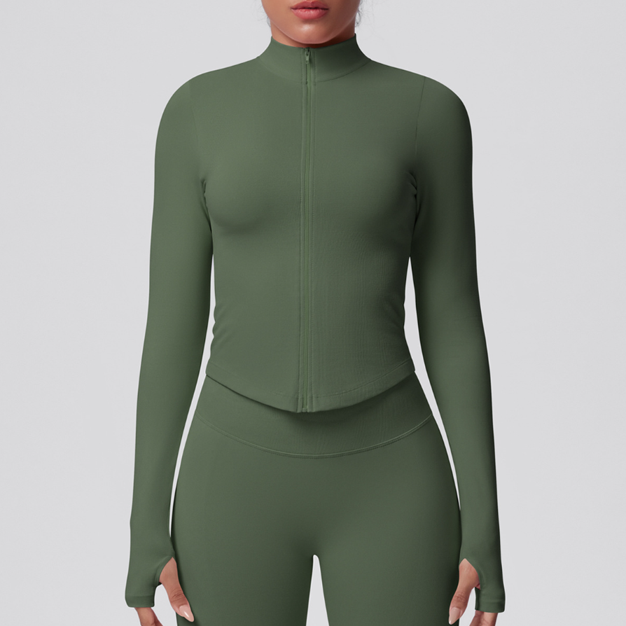 TCOMCX002 Zip Up Stand Collar Women Yoga Sports Jacket