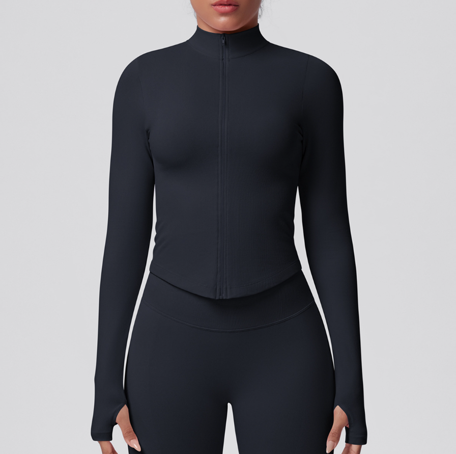 TCOMCX002 Zip Up Stand Collar Women Yoga Sports Jacket