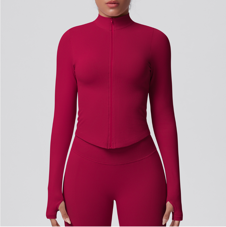 TCOMCX002 Zip Up Stand Collar Women Yoga Sports Jacket