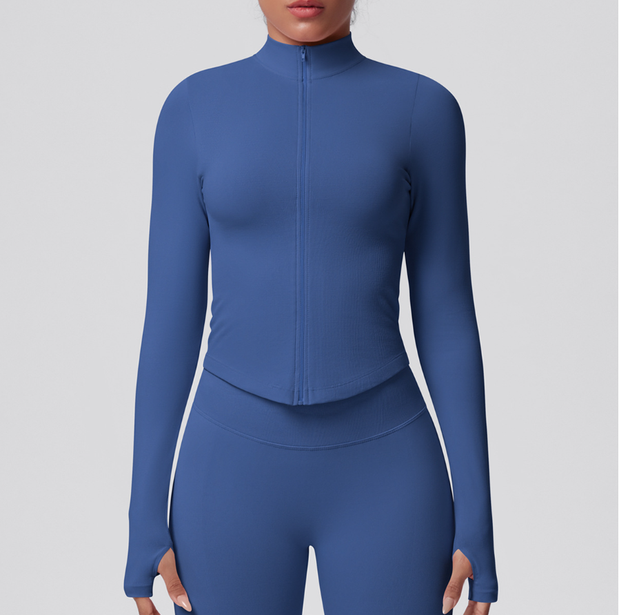 TCOMCX002 Zip Up Stand Collar Women Yoga Sports Jacket