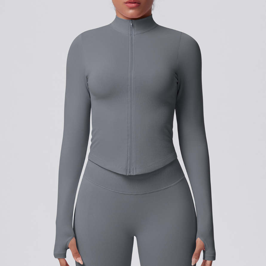 TCOMCX002 Zip Up Stand Collar Women Yoga Sports Jacket