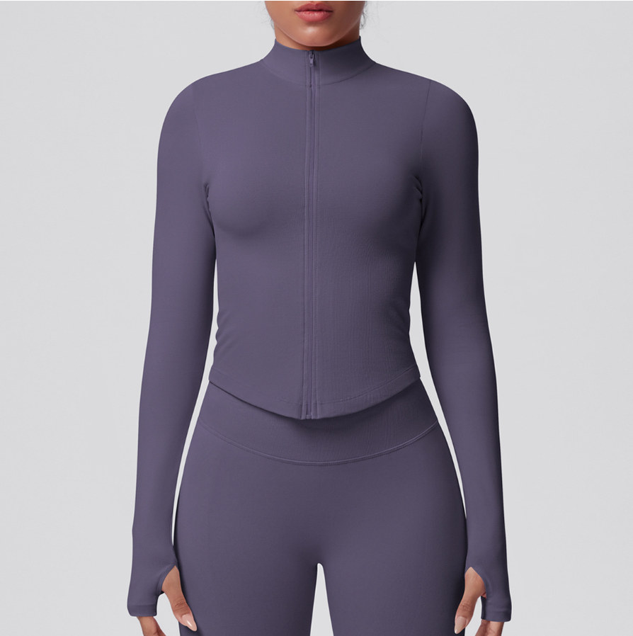 TCOMCX002 Zip Up Stand Collar Women Yoga Sports Jacket