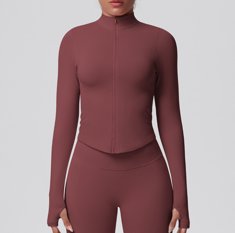 TCOMCX002 Zip Up Stand Collar Women Yoga Sports Jacket