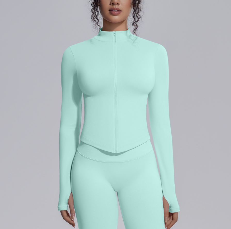 TCOMCX002 Zip Up Stand Collar Women Yoga Sports Jacket