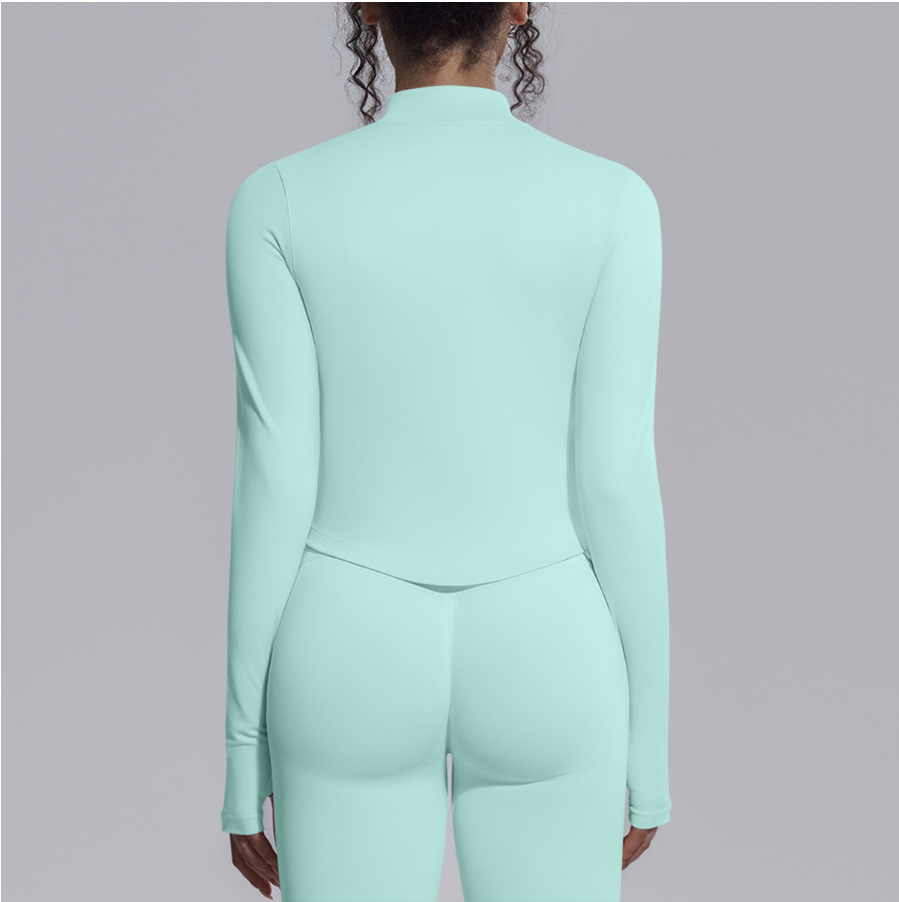 TCOMCX002 Zip Up Stand Collar Women Yoga Sports Jacket