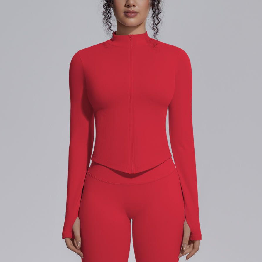 TCOMCX002 Zip Up Stand Collar Women Yoga Sports Jacket