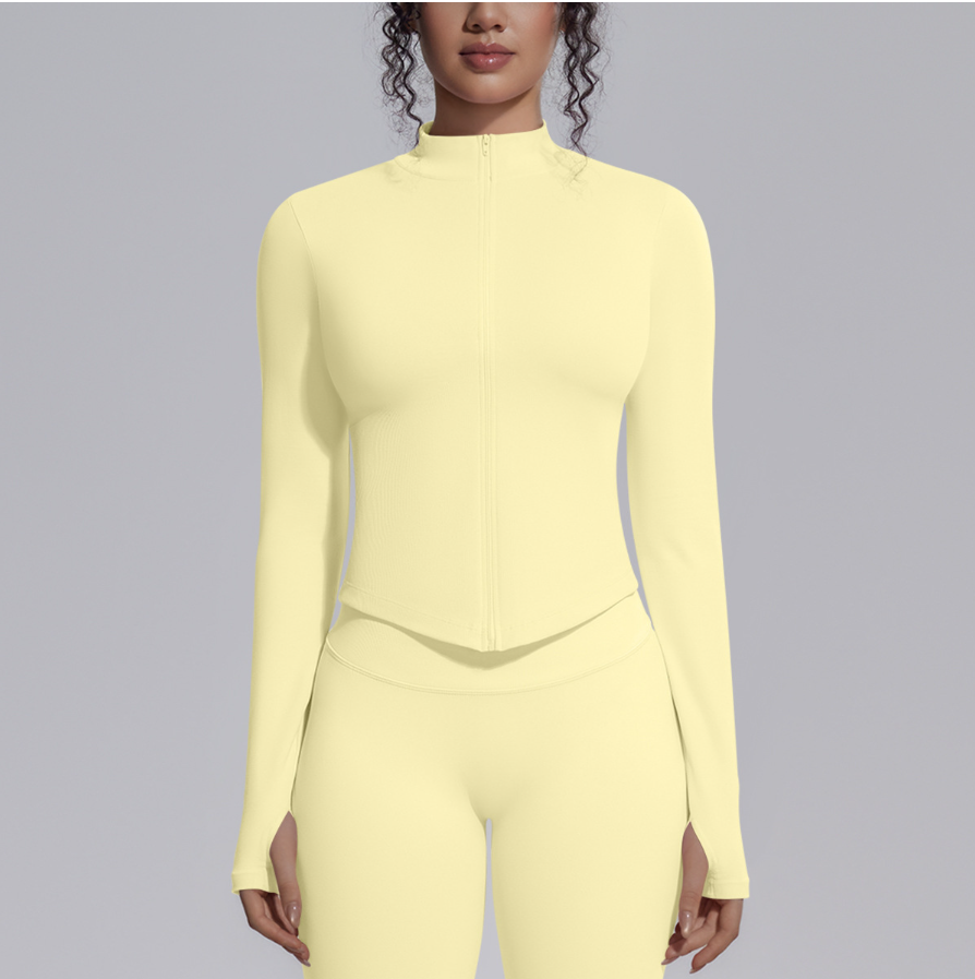 TCOMCX002 Zip Up Stand Collar Women Yoga Sports Jacket