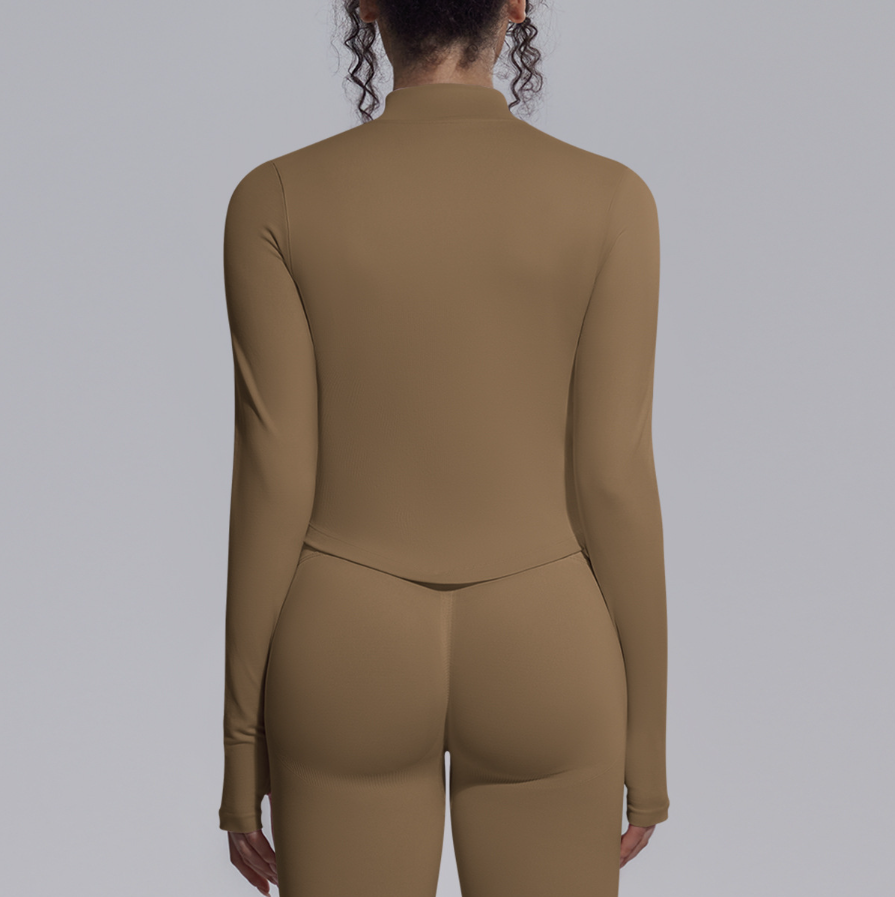 TCOMCX002 Zip Up Stand Collar Women Yoga Sports Jacket