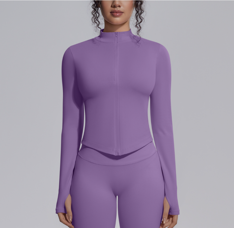 TCOMCX002 Zip Up Stand Collar Women Yoga Sports Jacket