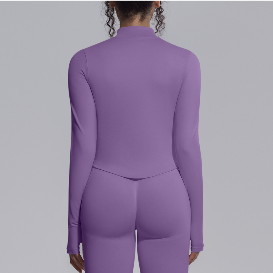 TCOMCX002 Zip Up Stand Collar Women Yoga Sports Jacket