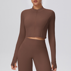 TCOMCX003 Brushed Zip Up Cropped Women's Yoga Sports Jacket