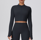 TCOMCX003 Brushed Zip Up Cropped Women's Yoga Sports Jacket