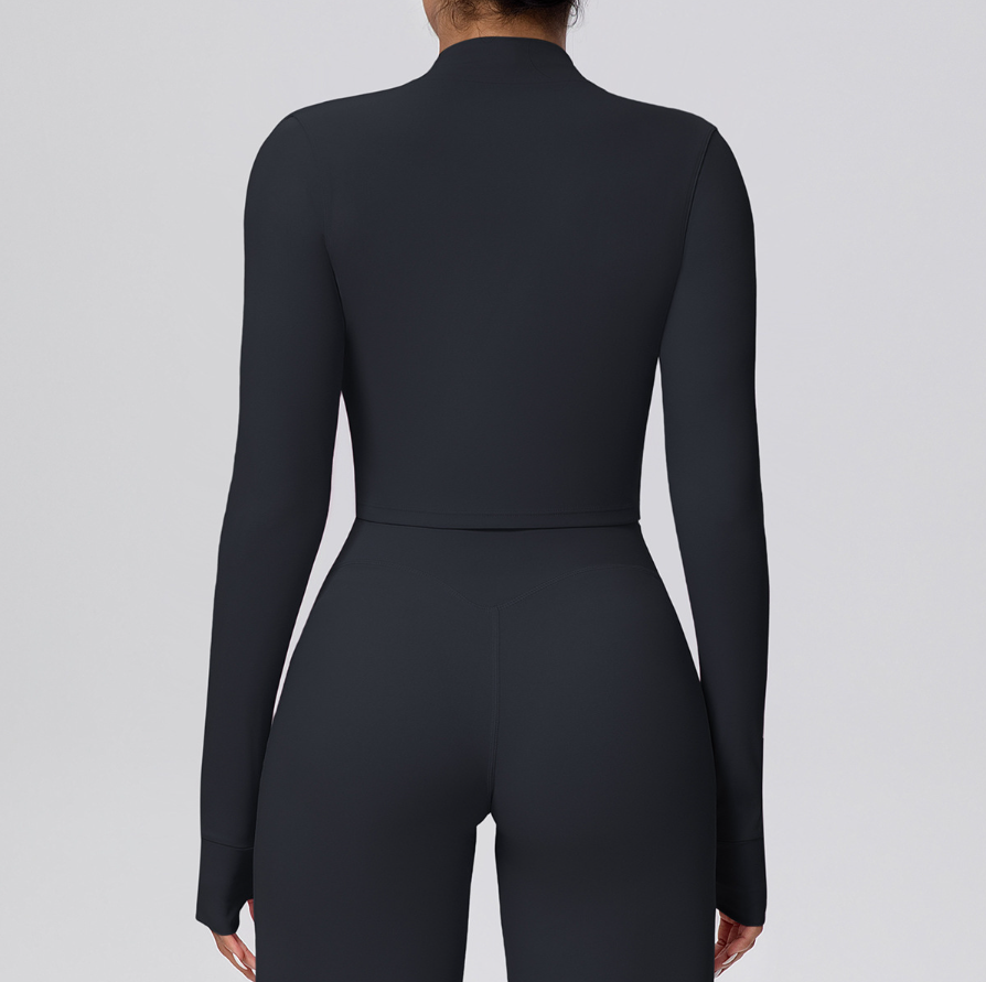 TCOMCX003 Brushed Zip Up Cropped Women Yoga Sports Jacket