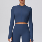 TCOMCX003 Brushed Zip Up Cropped Women's Yoga Sports Jacket