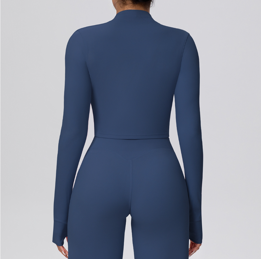 TCOMCX003 Brushed Zip Up Cropped Women Yoga Sports Jacket