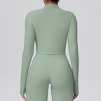 TCOMCX003 Brushed Zip Up Cropped Women's Yoga Sports Jacket