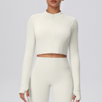 TCOMCX003 Brushed Zip Up Cropped Women's Yoga Sports Jacket
