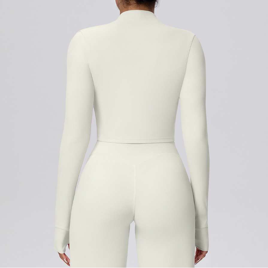 TCOMCX003 Brushed Zip Up Cropped Women Yoga Sports Jacket