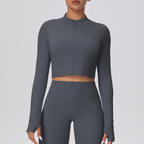 TCOMCX003 Brushed Zip Up Cropped Women's Yoga Sports Jacket