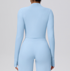 TCOMCX003 Brushed Zip Up Cropped Women's Yoga Sports Jacket