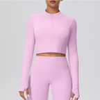 TCOMCX003 Brushed Zip Up Cropped Women's Yoga Sports Jacket