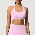 TCOMBX005 Top deportivo de yoga sin costuras con cuello halter para mujer