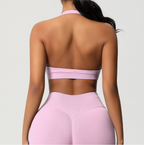 TCOMBX005 Top deportivo de yoga sin costuras con cuello halter para mujer