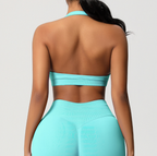 TCOMBX005 Top deportivo de yoga sin costuras con cuello halter para mujer
