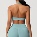 TCOMBX005 Top deportivo de yoga sin costuras con cuello halter para mujer