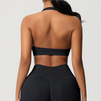 TCOMBX005 Top deportivo de yoga sin costuras con cuello halter para mujer
