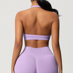TCOMBX005 Top deportivo de yoga sin costuras con cuello halter para mujer