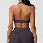 TCOMBX005 Top deportivo de yoga sin costuras con cuello halter para mujer