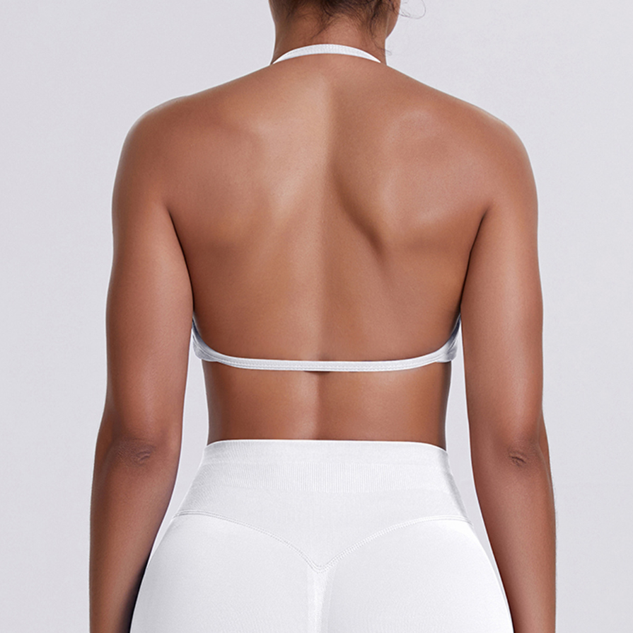 TCOMWX001 Seamless Halter Ruched Women Sports Bra