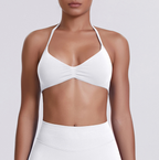 TCOMWX001 Seamless Halter Ruched Women's Sports Bra