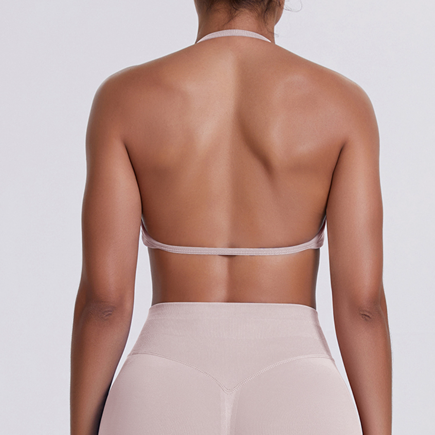 TCOMWX001 Seamless Halter Ruched Women Sports Bra