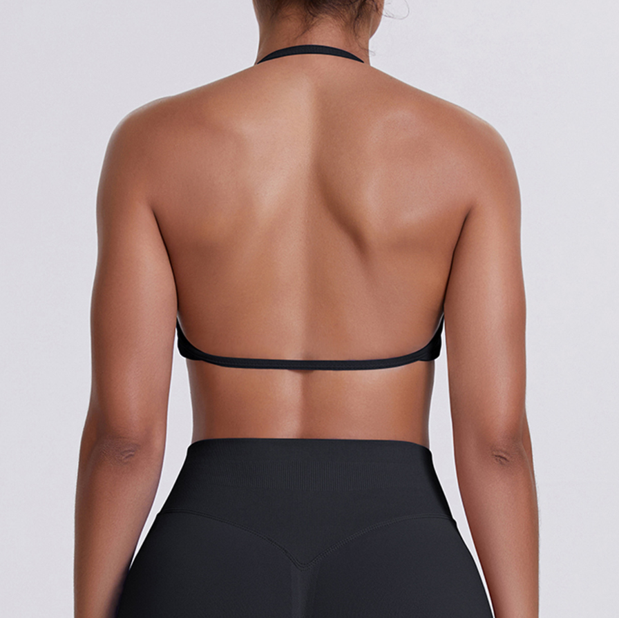 TCOMWX001 Seamless Halter Ruched Women Sports Bra