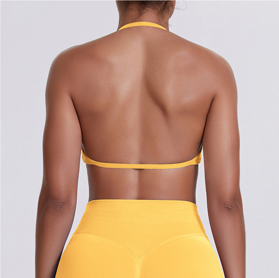 TCOMWX001 Seamless Halter Ruched Women Sports Bra