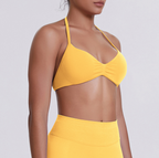 TCOMWX001 Seamless Halter Ruched Women's Sports Bra