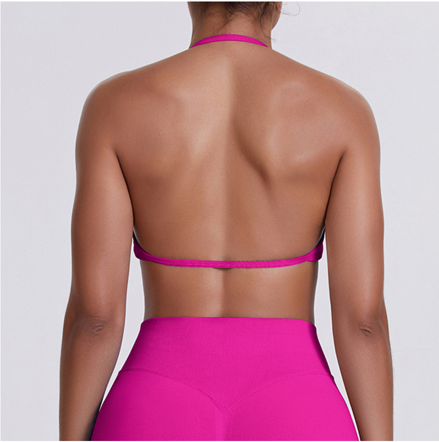 TCOMWX001 Seamless Halter Ruched Women Sports Bra