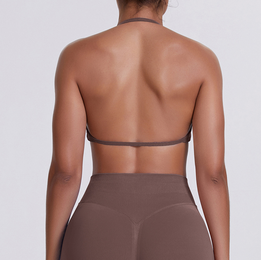 TCOMWX001 Seamless Halter Ruched Women Sports Bra