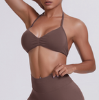 TCOMWX001 Seamless Halter Ruched Women's Sports Bra