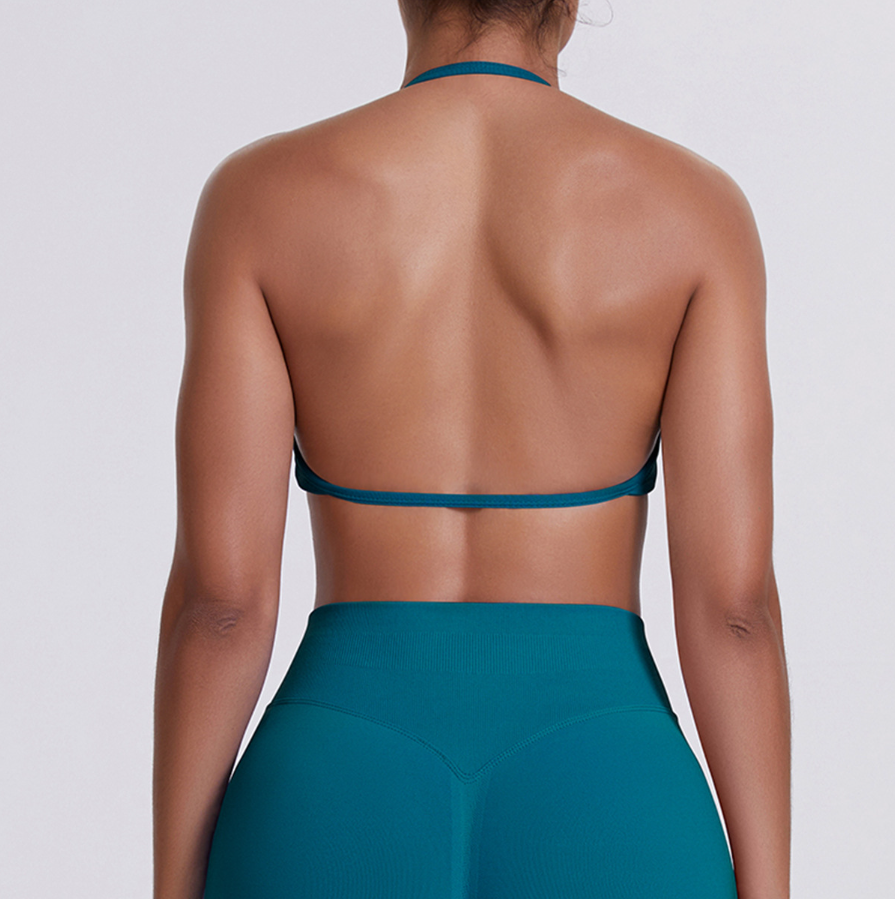 TCOMWX001 Seamless Halter Ruched Women Sports Bra