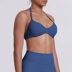 TCOMWX001 Seamless Halter Ruched Women's Sports Bra