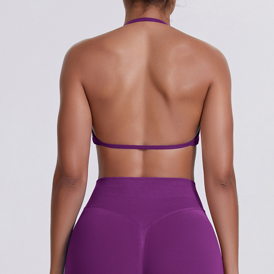 TCOMWX001 Seamless Halter Ruched Women Sports Bra